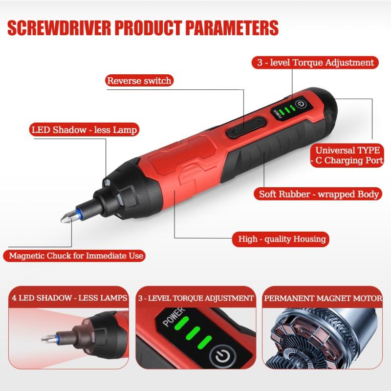 Electric Screwdriver Large Torque Multifunction Cordless Straight Shank Screwdriver Set