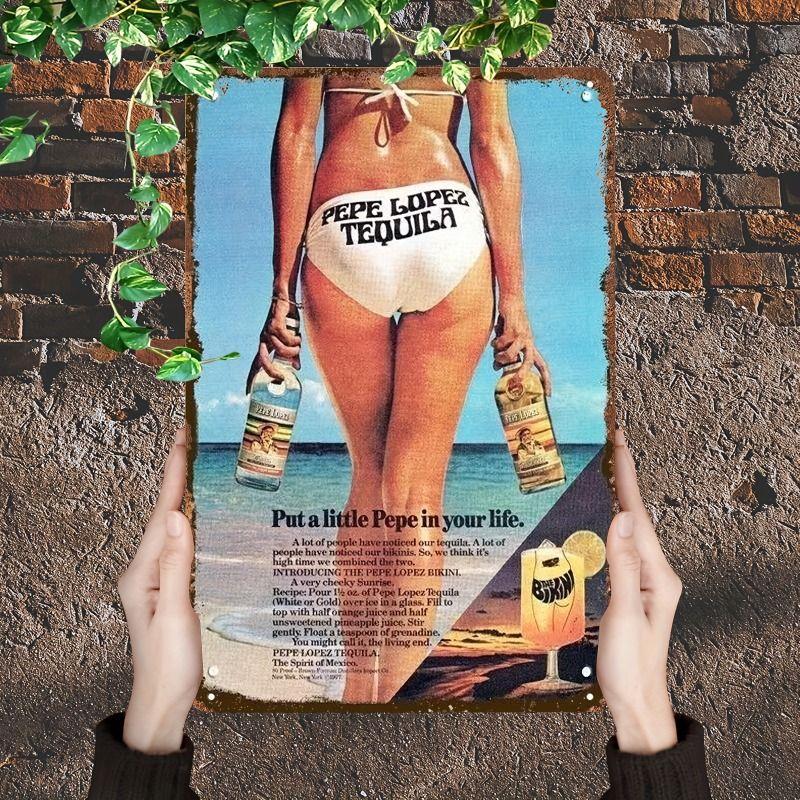 Vintage Female Silhouette Metal Tin Sign for Interior Bar & Garage Decor