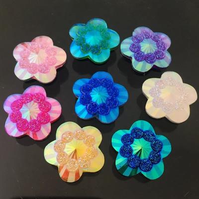 20pcs 20mm Ab Mixed Color Flower-shaped Rhinestone Female Wedding Accessories Resin Scrapbook Decor Home Craft Embellishments