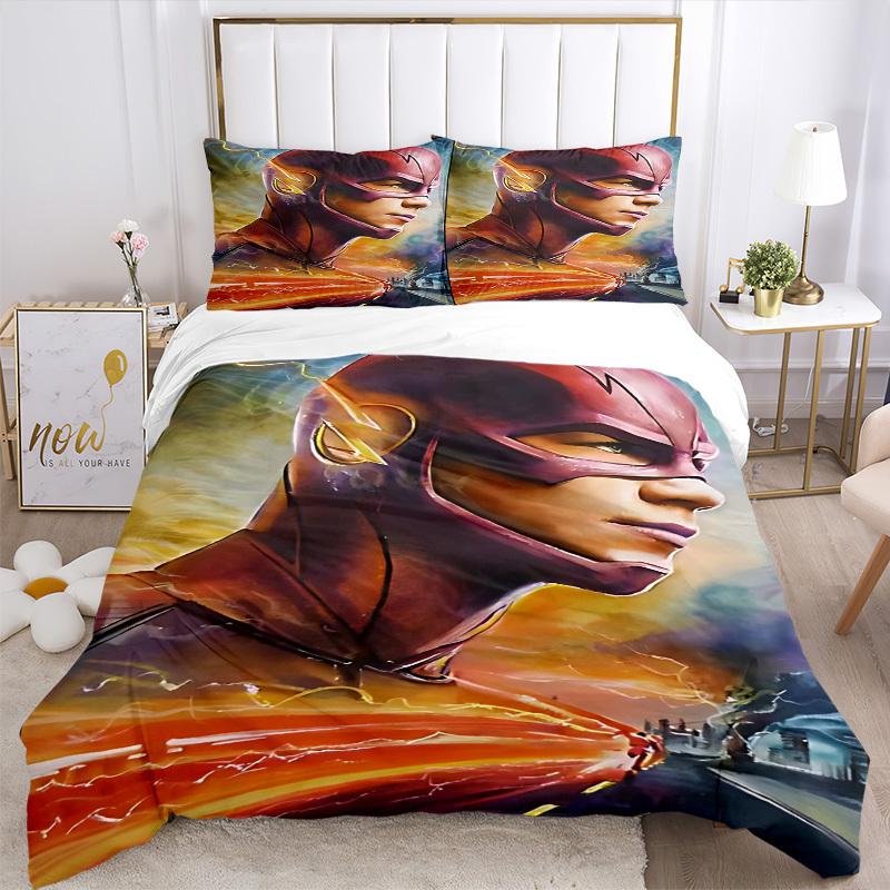 3pcs Flash Superhero Cover Set,Soft Comfortable Duvet Cover,Guest Room (1*Duvet Cover + 2*Pillowcases, Without Core) yy251024085