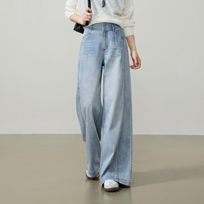 ESE-Y Women s Hemp Tencel Straight Wide-Leg Jeans 31