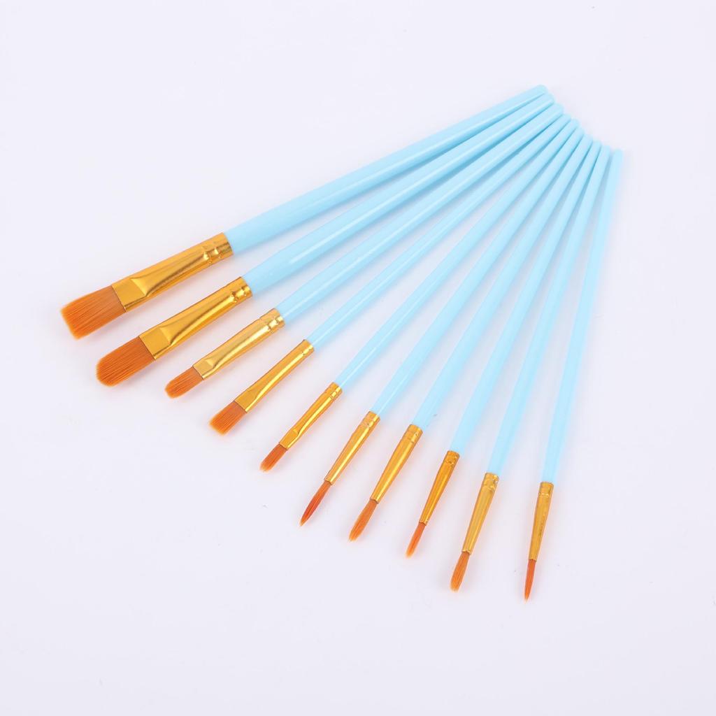 10-teiliges Öl-, Gouache- & Aquarellpinsel-Set mit Kunststoffgriffen