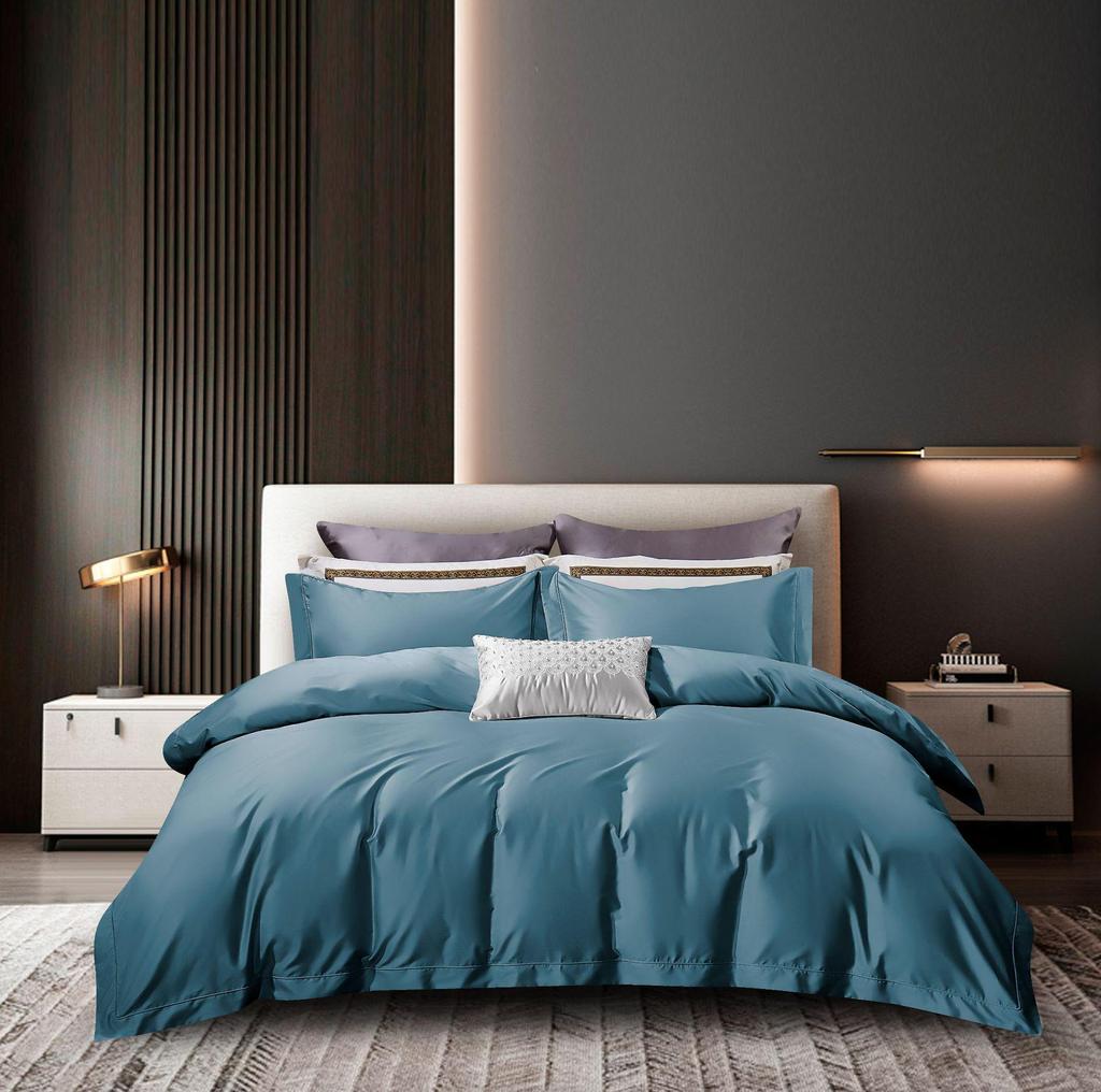 50S Pure Cotton Sateen Solid Color Brocade Fabric Duvet Cover & Bed Sheet Hotel Collection