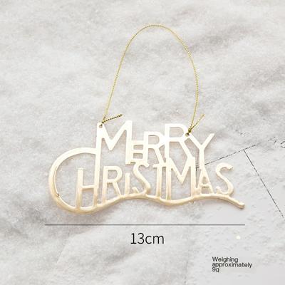 Golden Iron Christmas Tree Ornament with Silver Three Dimensional Letter Card for Christmas Holiday Home Decoration