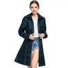 Mode Klassisch Groß karierter Regenmantel Dünn und tragbar Langer Gürtel Trenchcoat Winddichter Poncho Mittellang Lange Länge Wasserdichte Kleidung