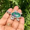 Oxidized Silver Hindu Religious Vishnus Turtle, Tortoise, Kachua Pendant Locket, Kurma Avtaar, RUBY ZOISITE, Temple Pooja, Wealth Good Luck