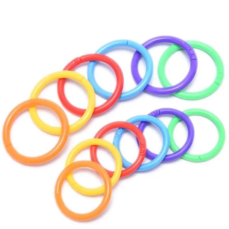 48-Pack 15mm Colorful Plastic Loose Leaf Rings for DIY Albums, Document Binding & Office Organization