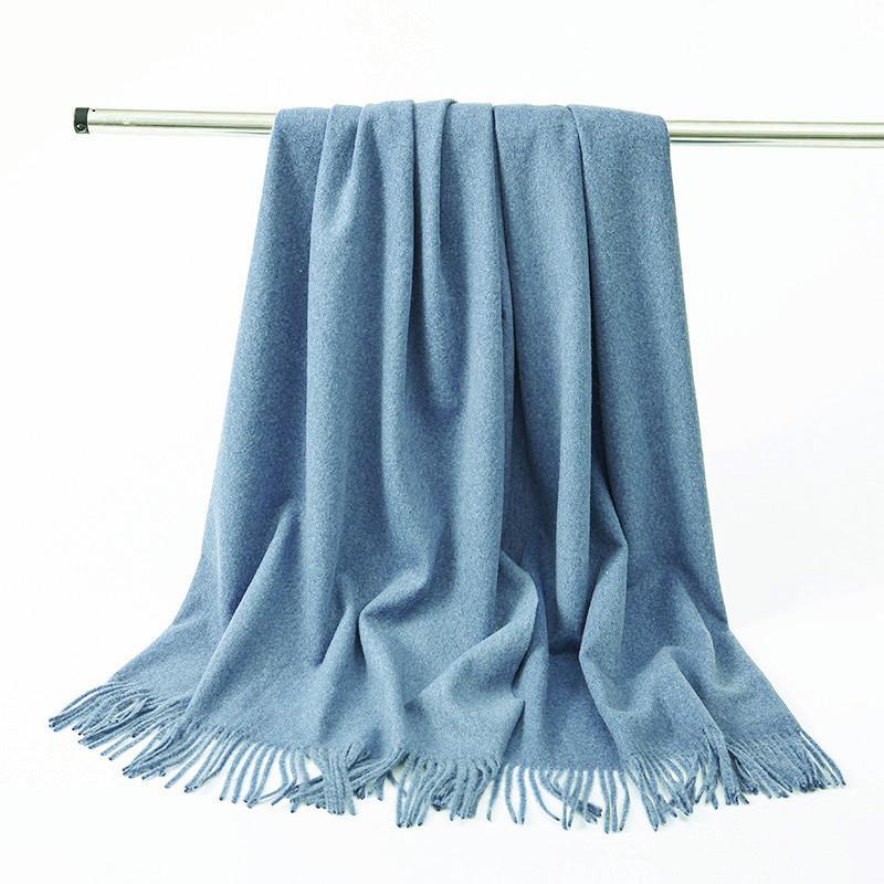 Wool Scarf Women's Winter Korean Style Thickened Warm Solid Color Scarf Shawl High End Versatile Cashmere Scarf