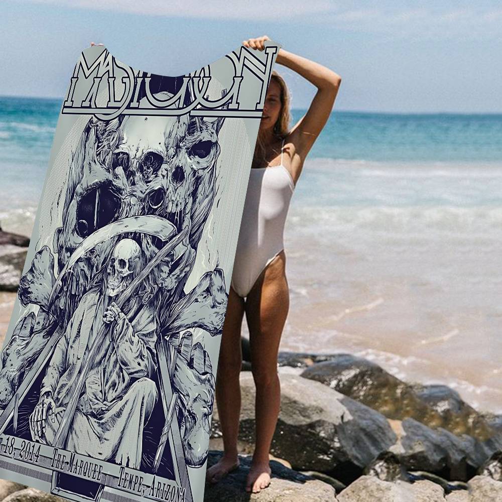 

Vintage M-Mastodon Band Microfiber Beach Towel Absorbent Quick Dry Soft Yoga Swimming Resort Mountain Climbing Towel W30*H60(CM)