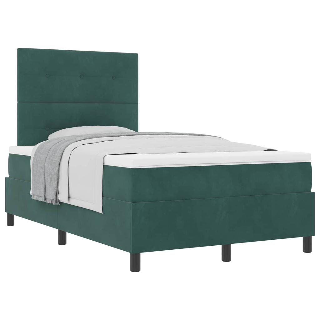 Box Spring Bed with Mattress Dark Green 120 x 200 cm Velvet