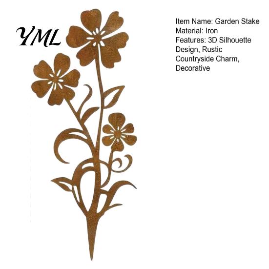 Artistic Metal Plant Stakes Rustic Flower Garden Stakes, 12.6x30cm Yard Art Cutout, Farmhouse Rust Home And Gifts Finish Outdoor Decor for Pathway