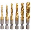 Set of 6 HSS Titanium Tap Drills M3–M10, 1/4" Hex Shank (6.35mm)
