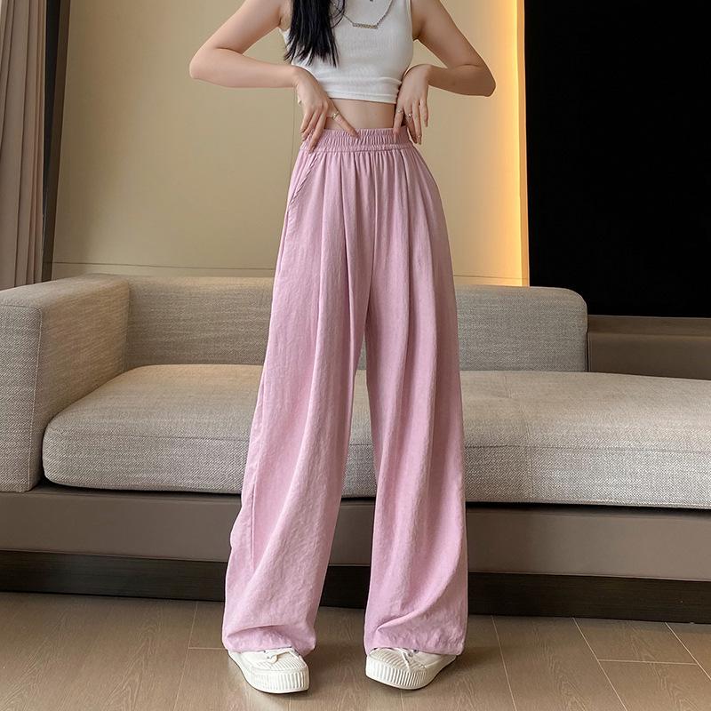 Japanese Style Women's Wide-Leg Ice Silk Pants - Summer 2025