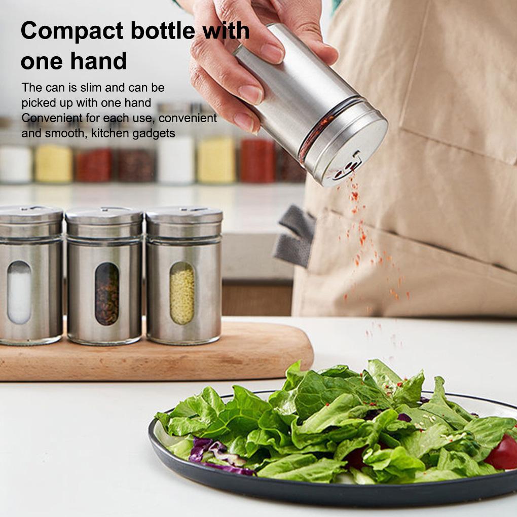 Spice Shaker Stainless Steel Pepper Seasoning Jar Cooking Baking Bottle Condiment Powder Container Toothpick Holder Gadget