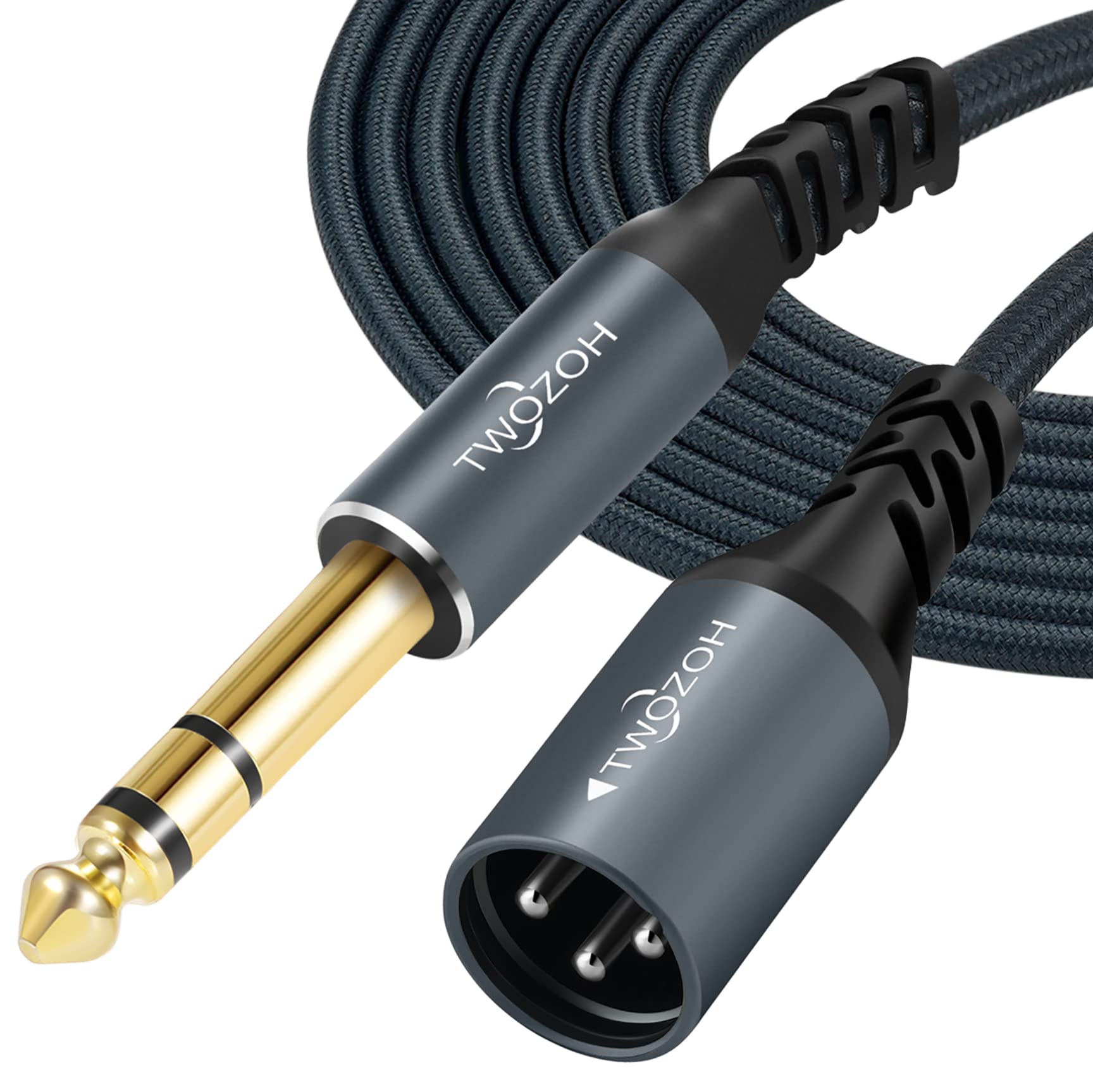 

Twozoh Jack 6.35mm to XLR Male 3Pin Audio Cable 3M, Braided XLR Male to 1/4 TRS Stereo Guitar Cable (Professional/Hifi)