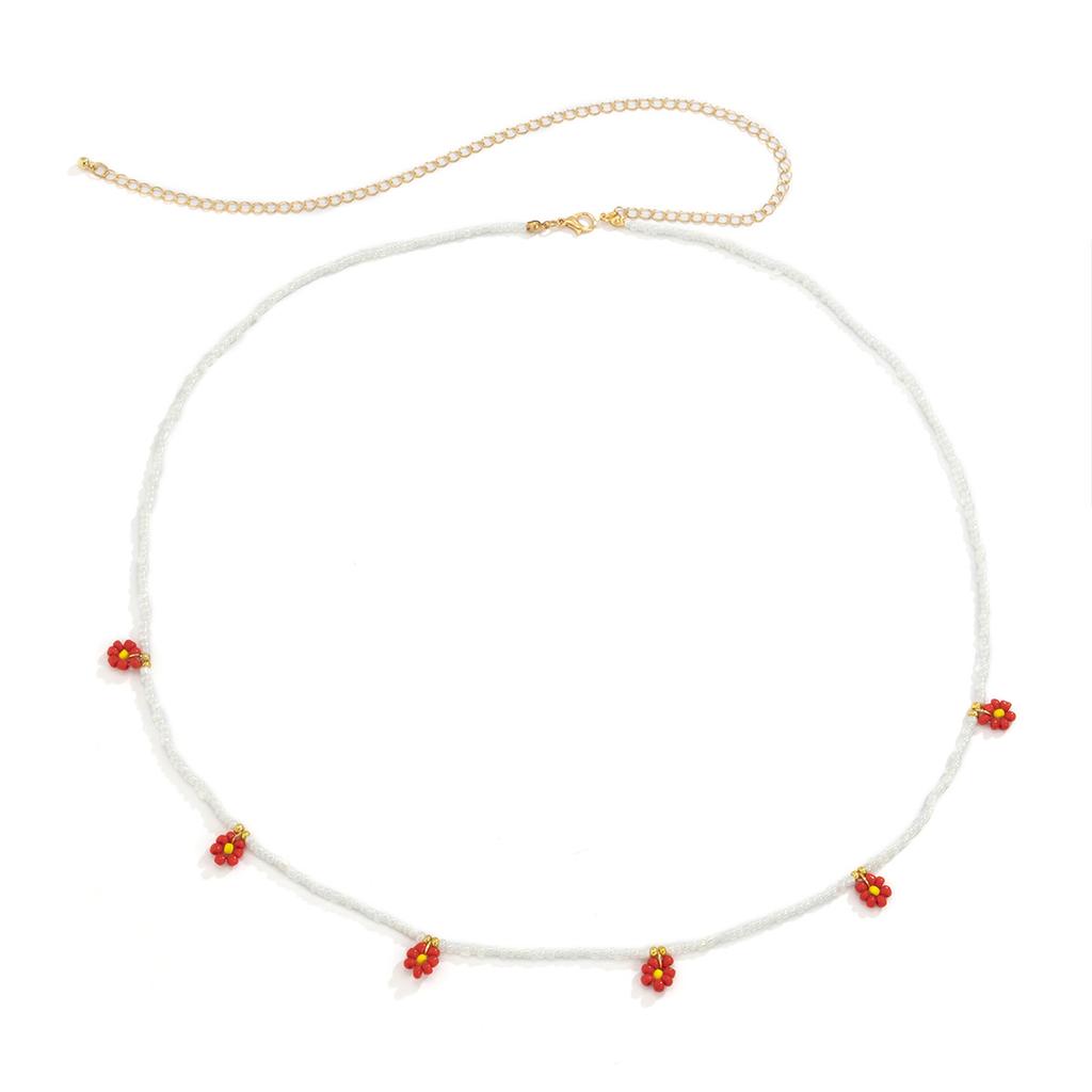 Accessories, Idyllic Daisy Flower Waist Chain, Sweet And Cool Wind Colored Rice Beads Woven Body Chain Female