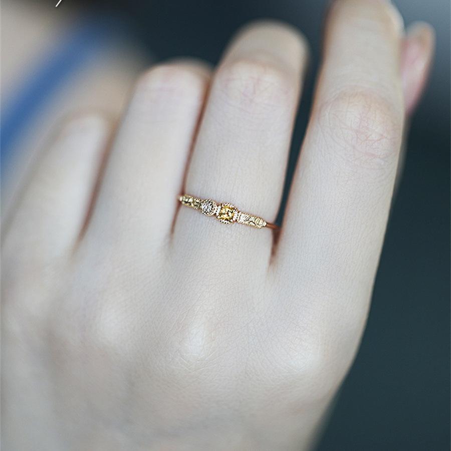 Морская соль лимонный чай японский изысканный цитрин циркон кольцо легкая роскошь универсальное открытое кольцо