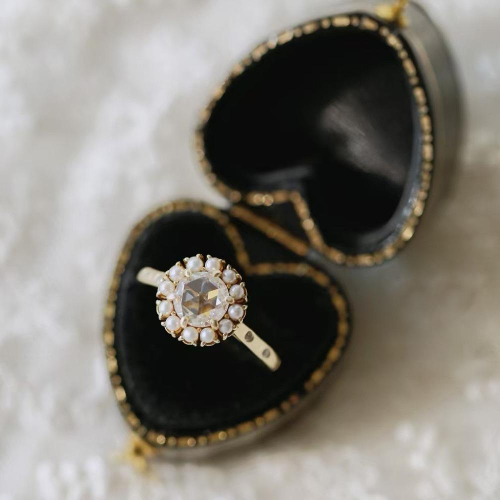 Luxury 2025ins New Internet Celebrity Fashion Zircon Pearl Ring, Japanese and Korean Simple Women's Jewelry Xiaoxiangfeng