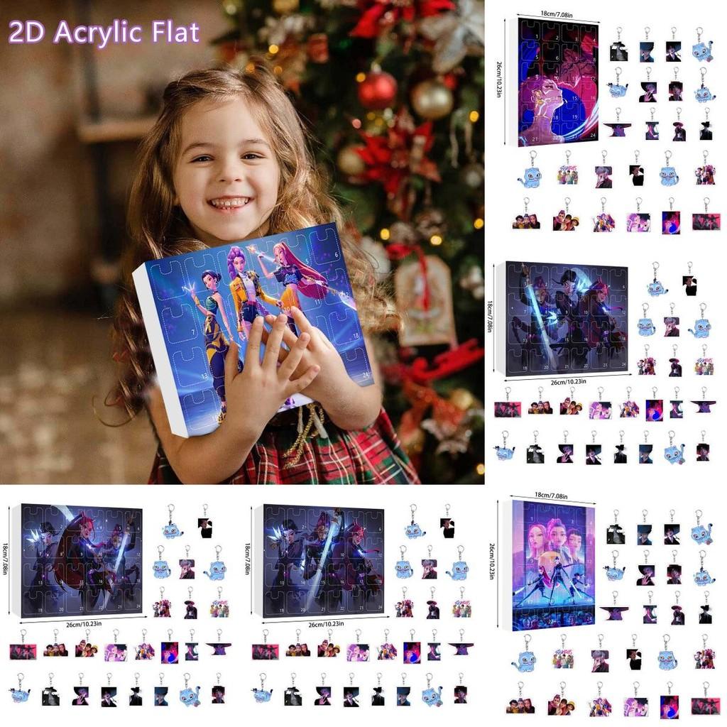 Demon Kpop Hunters Acrylic Advent Calendar Set Keychains Surprise Gift Kids