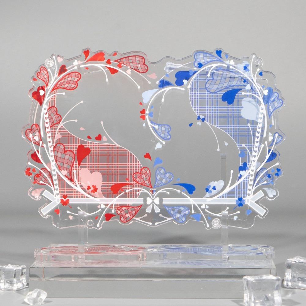 Romantic Double Heart Photo Card Frame 3.5 Inch Acrylic Anime Card Brick Display Case Collection CP Double Grid Photocard Holder