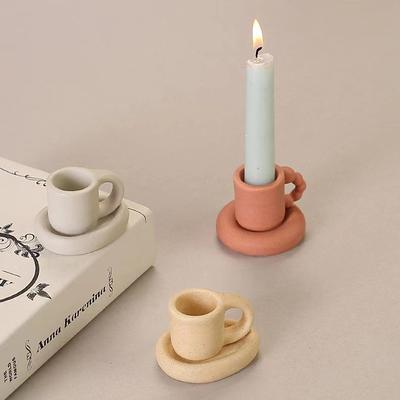Nordic Decorative Cup-shaped Candle Holder Ceramic Candlesticks Wedding Centerpiece Ornaments Home Decoration