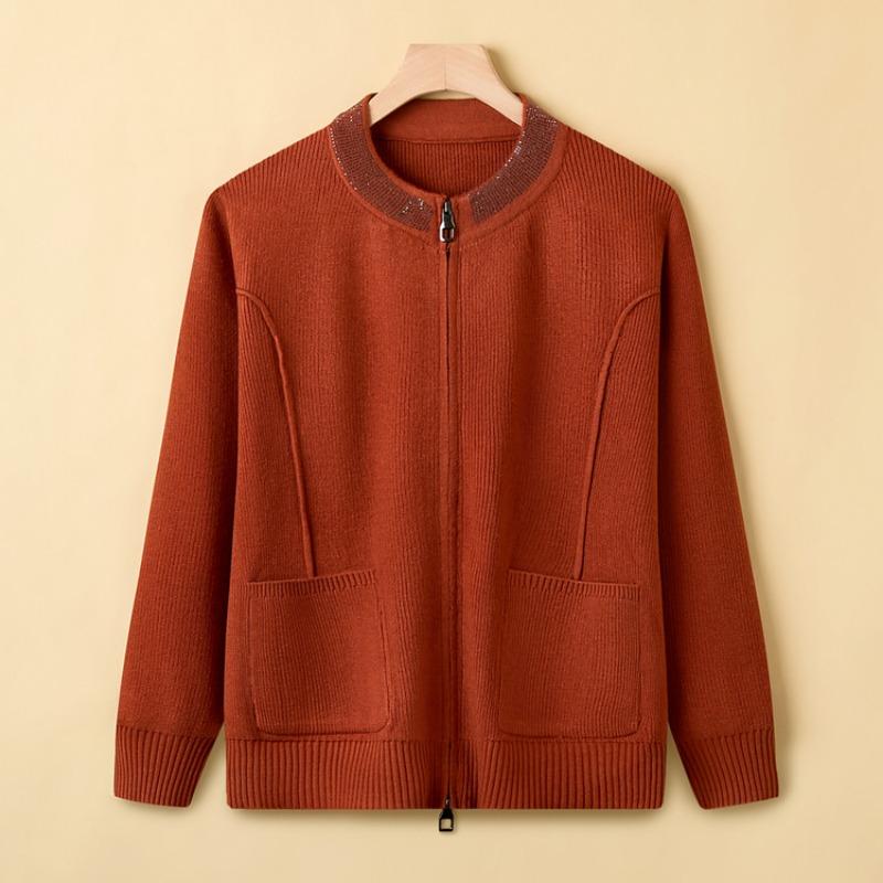 New middle-aged and old women's clothing noble thickened sweater jacket middle-aged mother autumn clothing knitted clothes