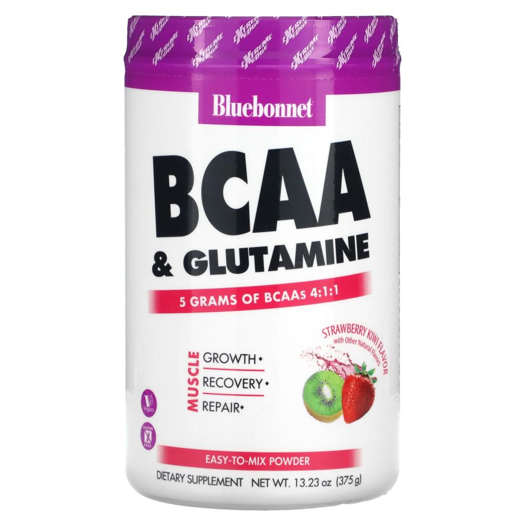 Bluebonnet Nutrition, BCAAs and Glutamine, Strawberry Kiwi, 13.23 oz (375 g)