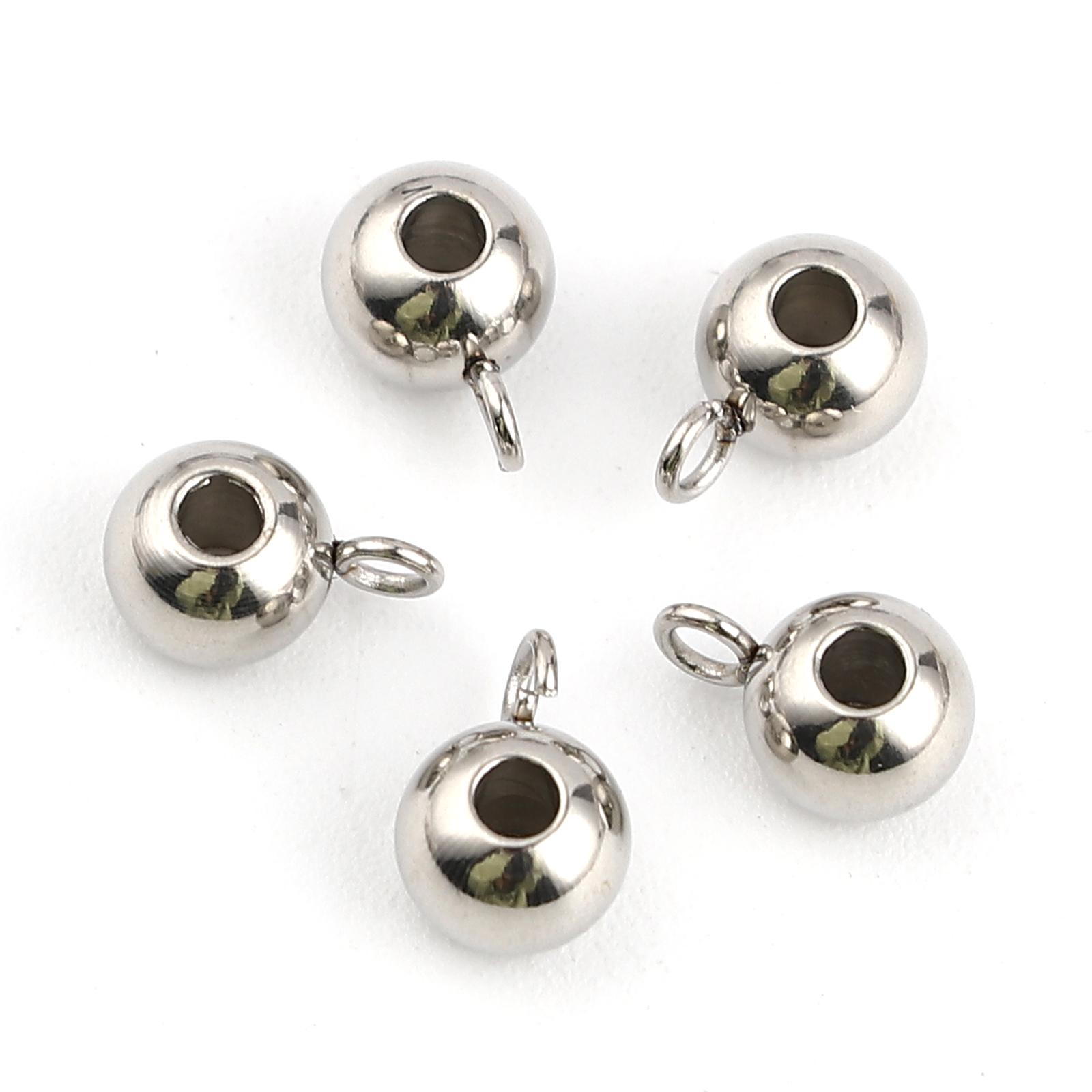 

20Piece 304 Stainless Steel Beads Bails Spacer Beads For Jewelry Making Diy Bracelet Necklace Silver Color Bails Beads 6mm Dia.