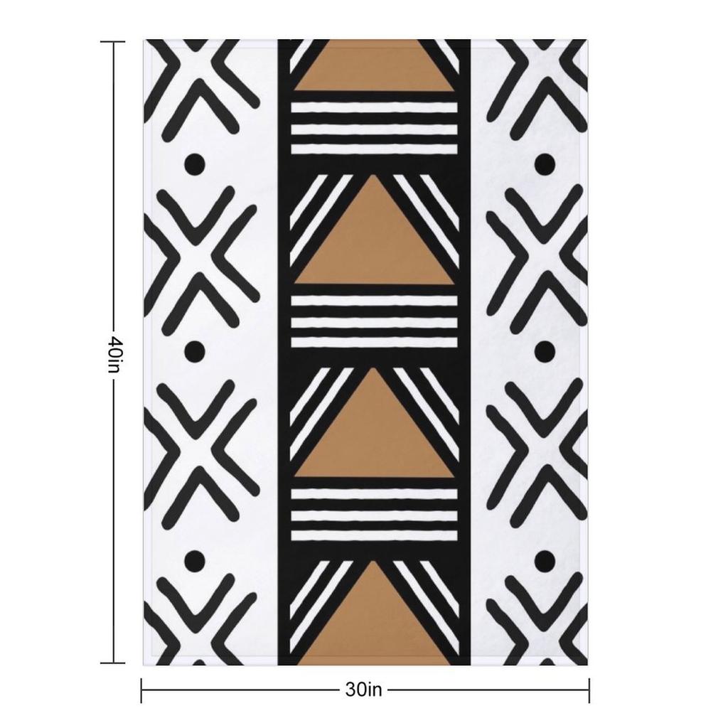 Afrikanischer Stammes-Bogolan-Muster-Überwurf für den Winter Strand Haarige Haare Decken