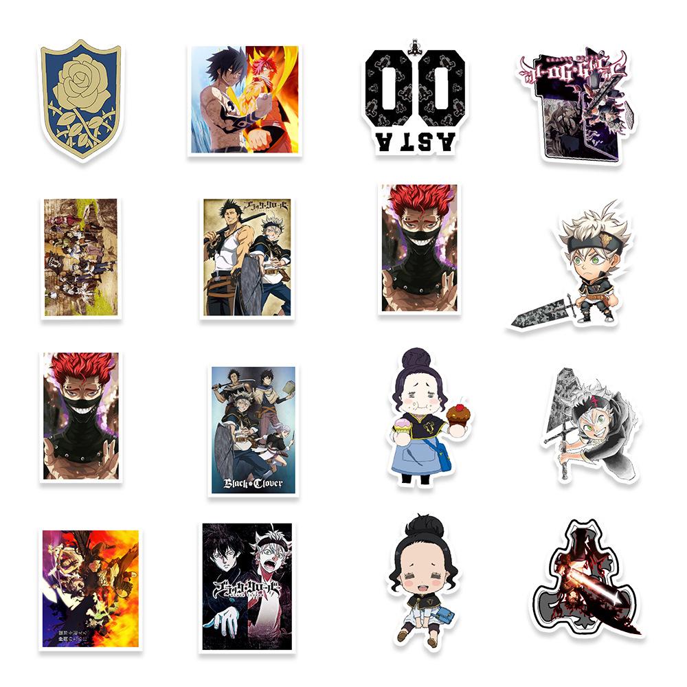 50 Japanese Comic Black Five-leaf Clover Graffiti Stickers Helmet Mobile Phone Computer Refrigerator Decoration Stickers