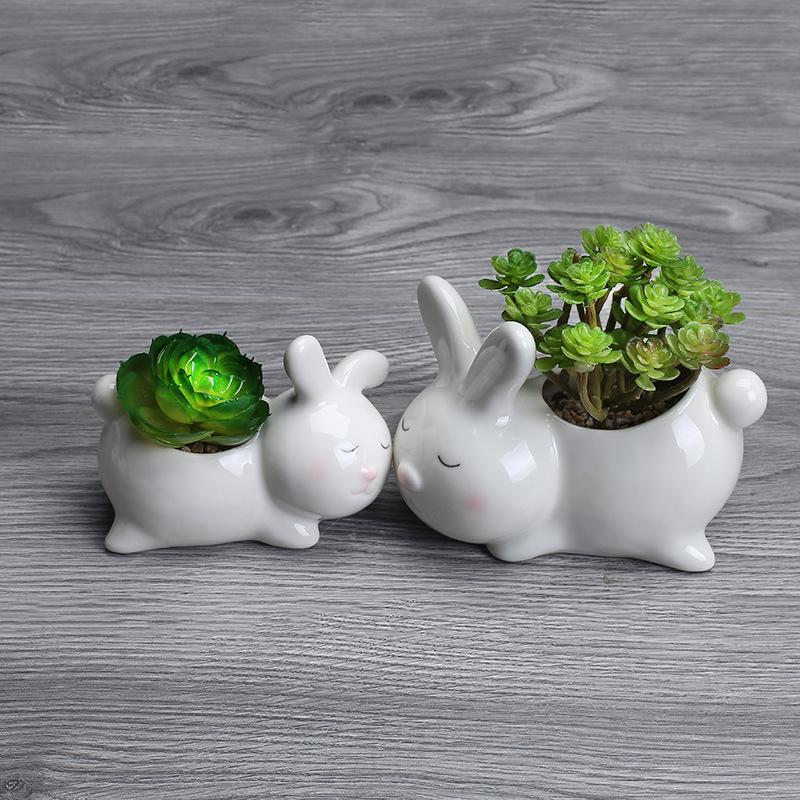 Creative Home Gardening Ceramic Succulent Flower Pot, Cute Desktop Potted Plant New Animal Ceramic Flower Pot Ornament