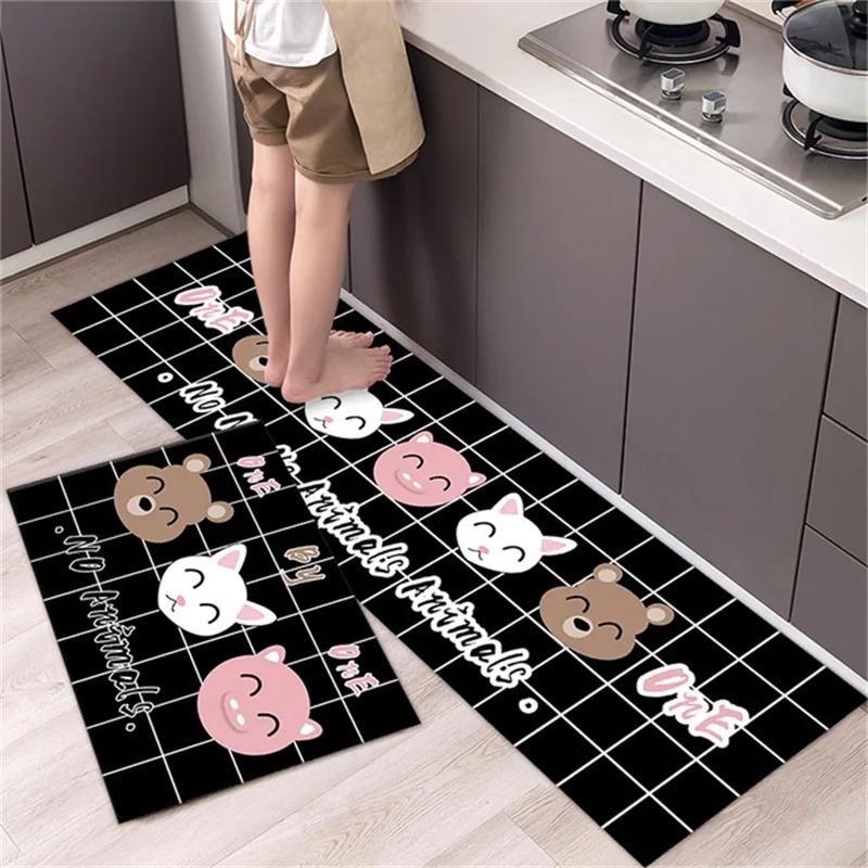 Cartoon Non-slip Soft Kitchen Mat Home Long Strip Kitchens Rug Set Entrance Doormat Washable Hallway Carpet Bath Living Room Rug
