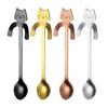 Cartoon Cats Long Handle Stainless Steel Coffee Tea Hanging Spoon Kitchen Supplies