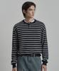 WORK ON BODY OFF Pano Semi-Overfit Striped Henley Neck Knit [Navy]