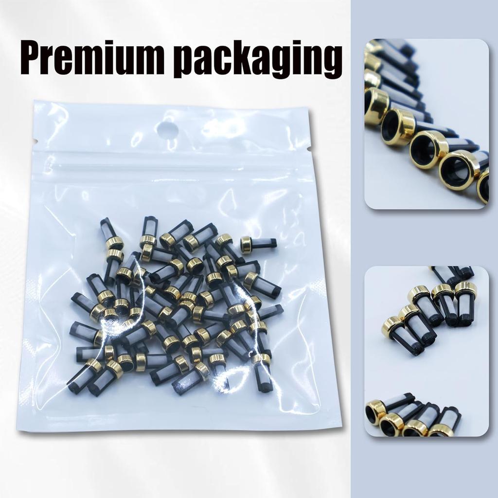 50PCS Fuel Injector Baskets Filter Kits 101 Micron Universal Repair Seal [6mm x 3mm x12mm]