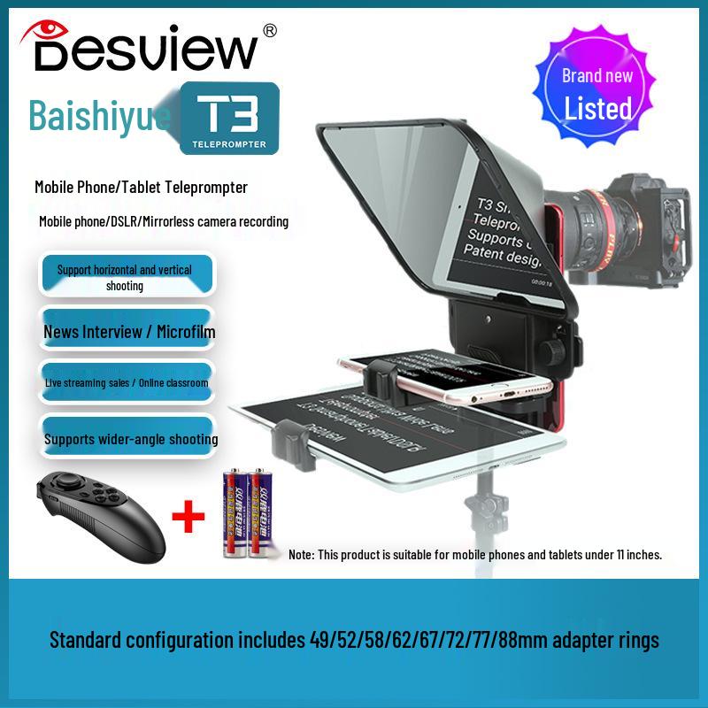 Bestview T2/T3 Dual Teleprompter for Phones/Tablets - Ideal for Live Broadcasts, Interviews, and Subtitles.