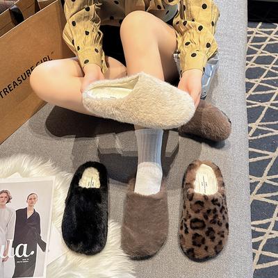 Internet celebrities casual veelzijdig Baotou sleehak dames 2025 herfst en winter nieuw bovenkleding stappen op stront zachte zool geavanceerde haar schoenen