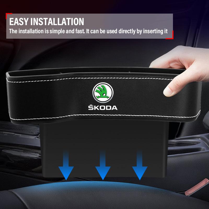 2 szt. Organizer na siedzenie samochodowe Pudełko do przechowywania w szczelinie Wypełniacz szczeliny Akcesoria samochodowe dla Skoda Octavia Fabia A7 Kamiq Kapoq Kodiaq Rapid SCALA Superb Yeti Derivati