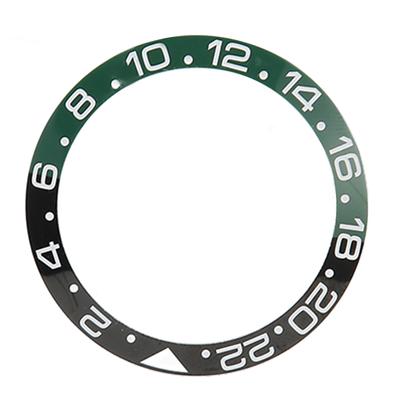 38mm Diameter GMT Klocka Bezel Insatsring Svart Grön Bas Vita Tecken Keramisk Bezelinsats