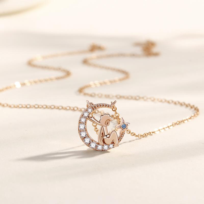 Little Prince Necklace Female Personality Niche Fashion Versatile High Design Sense Little Prince Star Moon Pendant Quality