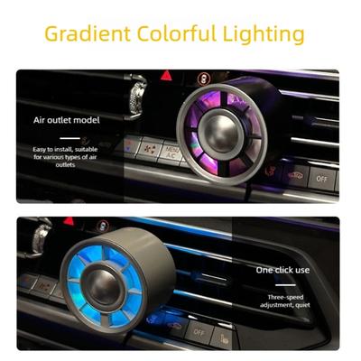 Rotating Electric Cooling Fan 3 Speed Automotive Supply Car Air Vent Fan with Scent Diffuser & Ambients Light