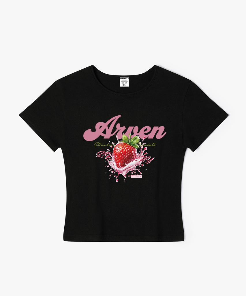 Aleubenkeulleob Strawberry Milk Women'S Slim Fit Short Sleeve T-Shirt