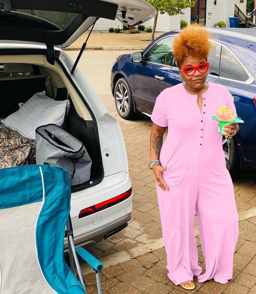 Plus Size Women's Fashion Casual Button Jumpsuit - European and American Style