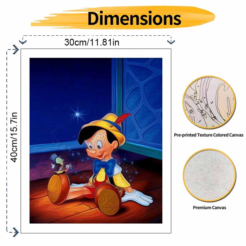 Disney Pinocchio Jiminy Cricket Oil Art Painting Kit Home Wall Decor Handmade Gift for Living Room Modern Art Craft Wall Hanging