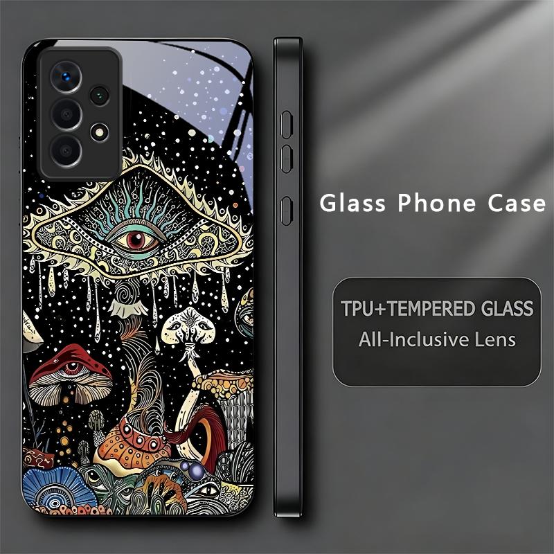 Magic Mushrooms Art Black Phone Case For Samsung A32 A33 A34 A35 A36 A37 A51 A52 A52s A53 A54 A55 A56 A57 A71 A72 73 Glass Cover