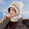 Fleece varm strikkelue dame vinter kaldt skjerf maske ett stykke ullue utendørs sykling fortykket