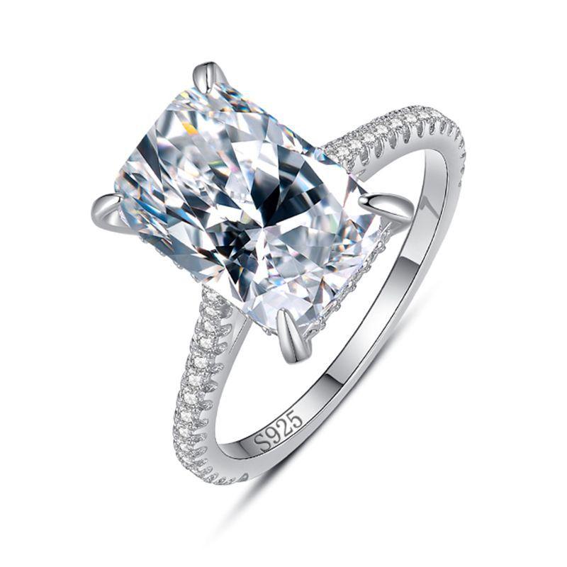 Tancise clássico 925 prata esterlina zircão anel feminino jóias promessa de casamento presente de festa