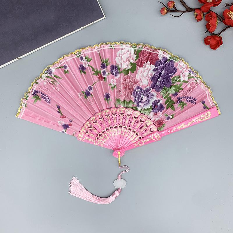 Chinese Style Vintage Silk Folding Fan Art Crafts Gift Home Decoration Dance Hand Fan Handmade Room Decorative Fan