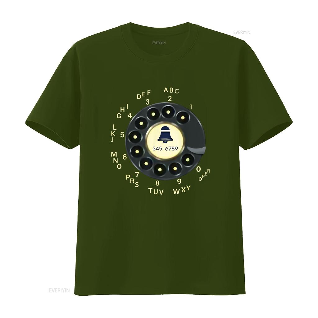 retro rotary dial phone T Shirt vintage Washed Comfortable graphic Stylish homme Slightly designer clothes