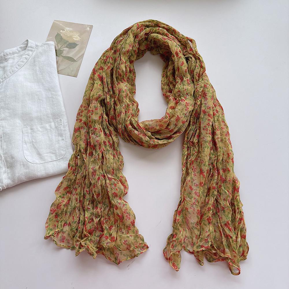 

WTEMPO Floral Cotton and Linen Scarf for Women All Seasons Soft and Retro Warm Shawl